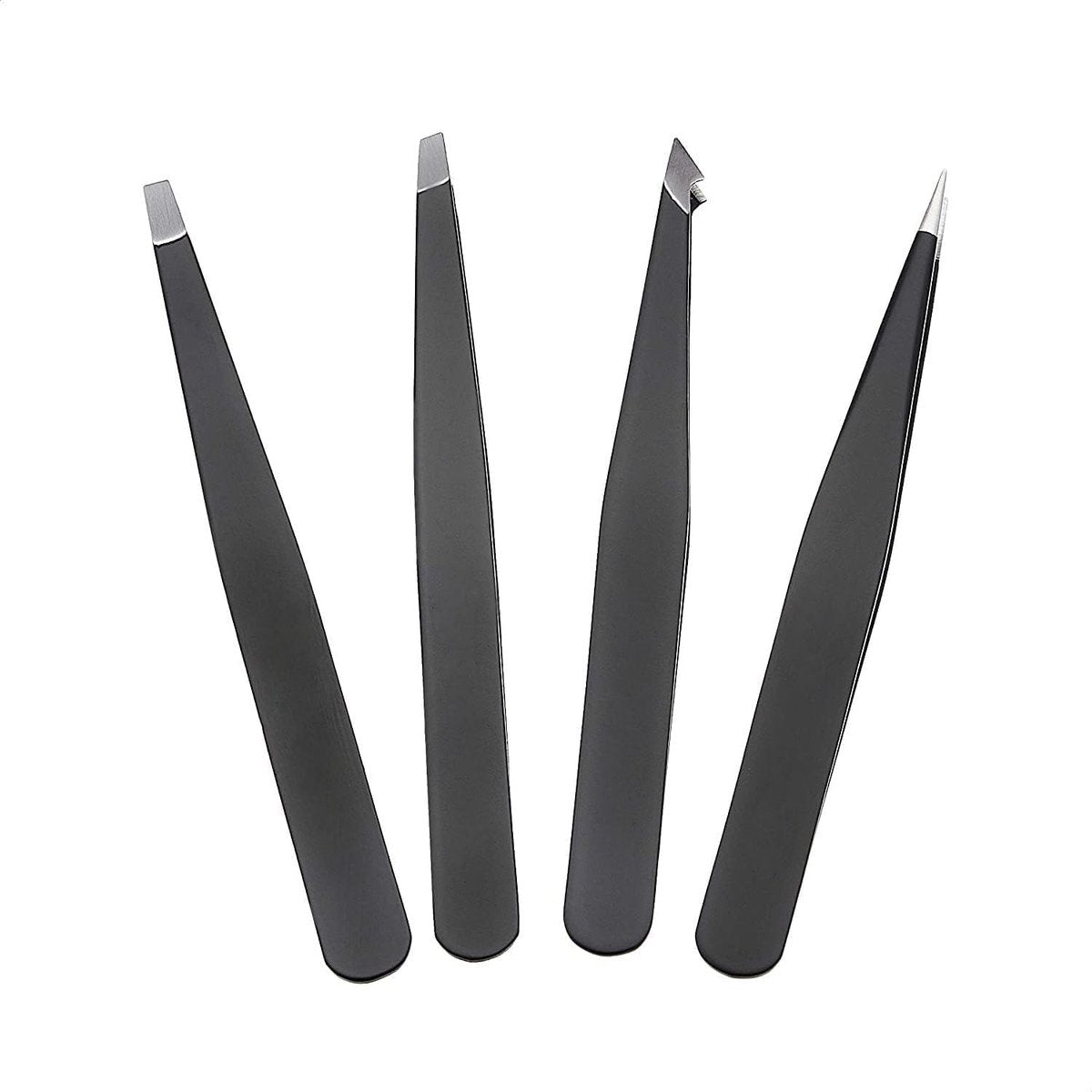 Professional Stainless Steel Tweezers Set of 4 with Travel Case - Precision Facial Hair, Eyebrow, and Eyelash Tweezers - görsel 8