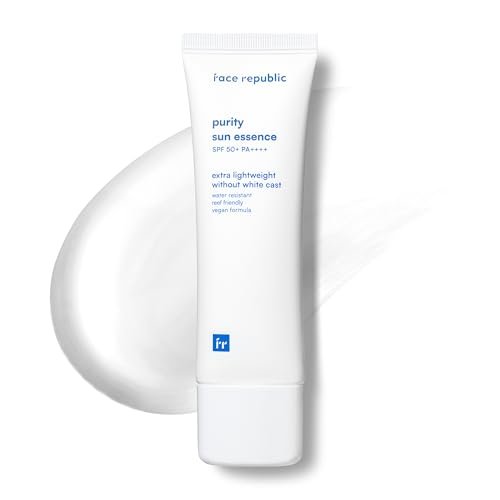 Face Republic Purity Sun Essence SPF50+ Broad Spectrum UV Protection, 50ml (1.69fl.oz.) - Vegan, Reef Safe, Cruelty Free, No White Cast, Water Resistant, Non-greasy Korean Sunscreen Avelisse