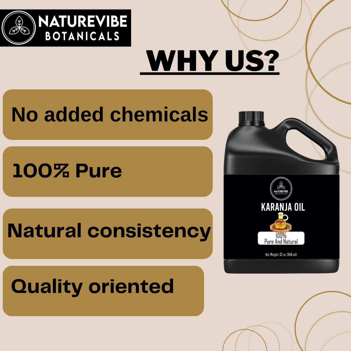 Naturevibe Botanicals Karanja Oil 32 oz – 100% Pure & Natural for Skin and Hair Care Avelisse