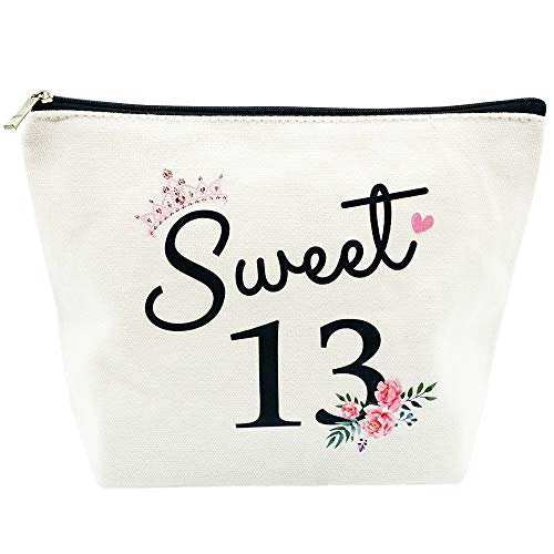 Sweet 13 Gifts for Girls - 13th Birthday Gifts Ideas Best Friend Daughter Funny 13 Year Old Girls Sweet Thirteen Gifts for Teen Girls Cute Makeup Bag Celebrate Turning Thirteen - görsel 2