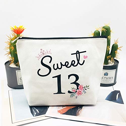 Sweet 13 Gifts for Girls - 13th Birthday Gifts Ideas Best Friend Daughter Funny 13 Year Old Girls Sweet Thirteen Gifts for Teen Girls Cute Makeup Bag Celebrate Turning Thirteen - görsel 12
