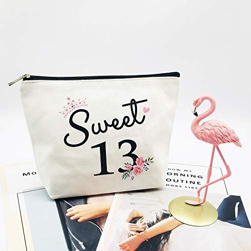 Sweet 13 Gifts for Girls - 13th Birthday Gifts Ideas Best Friend Daughter Funny 13 Year Old Girls Sweet Thirteen Gifts for Teen Girls Cute Makeup Bag Celebrate Turning Thirteen - görsel 6
