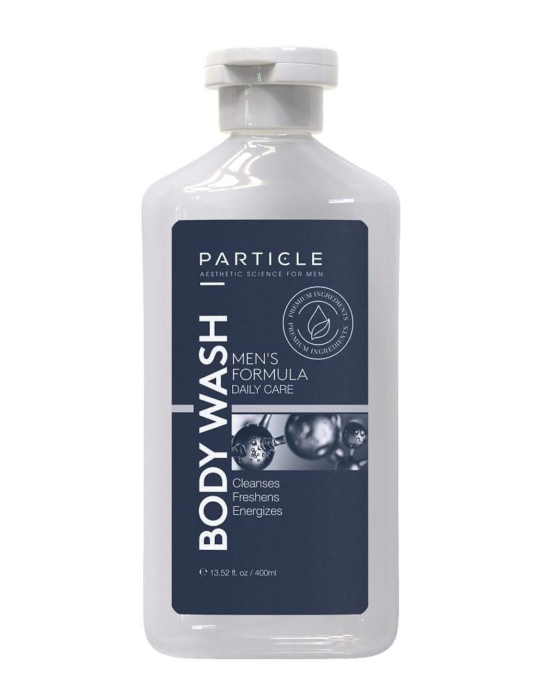Particle Men’s Body Wash with Dead Sea Minerals – Hydrating Moisturizing Shower Gel & Cleanser – Fresh Citrus & Woody Scent – 13.52 FL OZ Avelisse