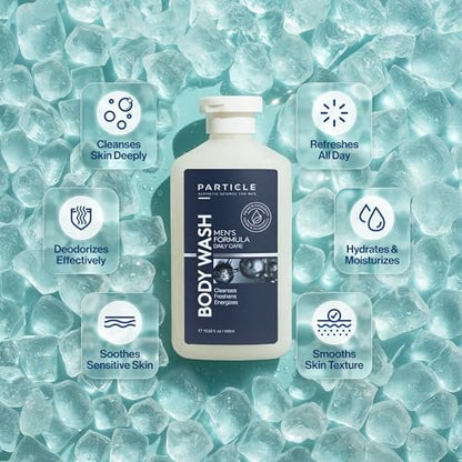 Particle Men’s Body Wash with Dead Sea Minerals – Hydrating Moisturizing Shower Gel & Cleanser – Fresh Citrus & Woody Scent – 13.52 FL OZ Avelisse