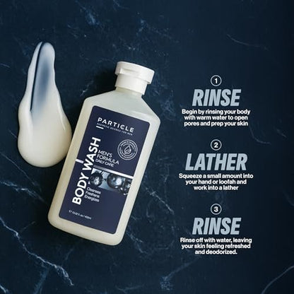 Particle Men’s Body Wash with Dead Sea Minerals – Hydrating Moisturizing Shower Gel & Cleanser – Fresh Citrus & Woody Scent – 13.52 FL OZ Avelisse