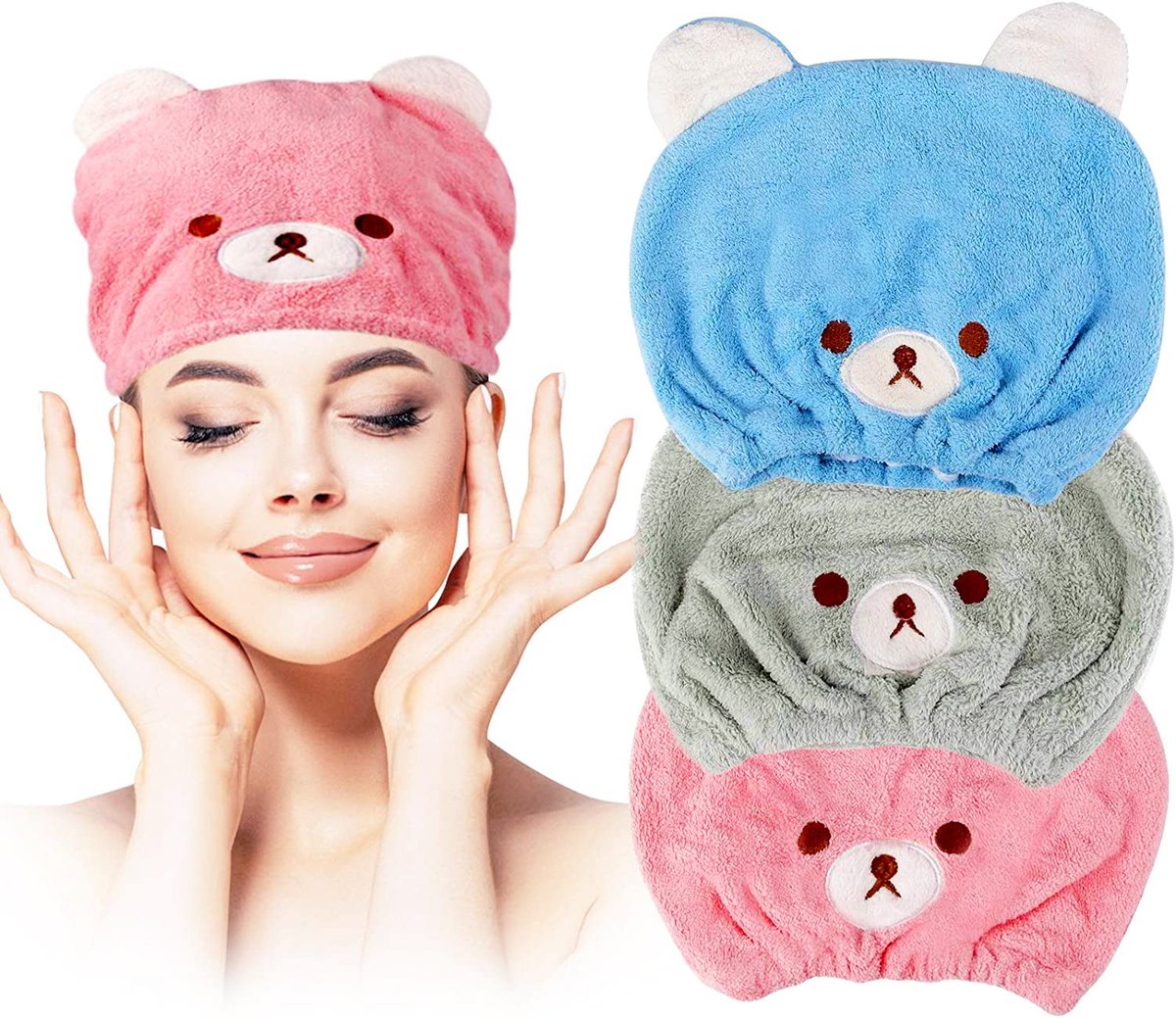 Lamoutor 3-Pack Kids Hair Drying Towel – Soft Absorbent Microfiber Hair Towel Wrap for Girls Avelisse