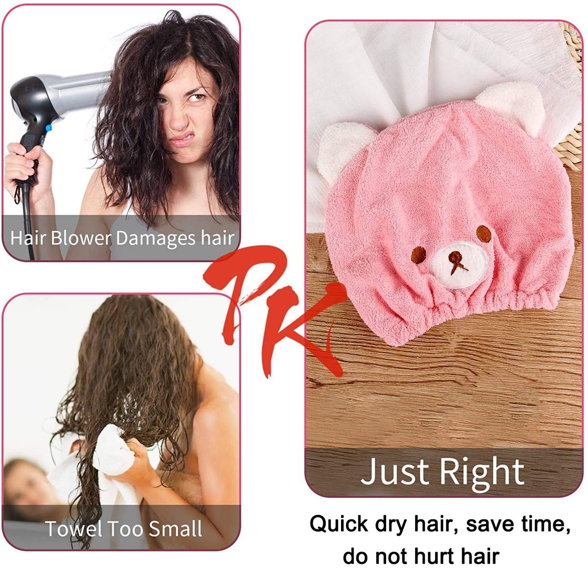 Lamoutor 3-Pack Kids Hair Drying Towel – Soft Absorbent Microfiber Hair Towel Wrap for Girls Avelisse