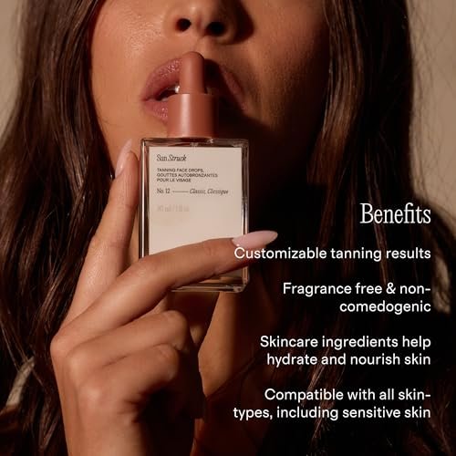+ Lux Unfiltered N°12 Sun Struck Bronzing Face Tanning Drops - Gradual Natural Glow Self Tanner for Face - Fragrance Free, Vegan & Cruelty Free with Hyaluronic Acid & Vitamin E Avelisse