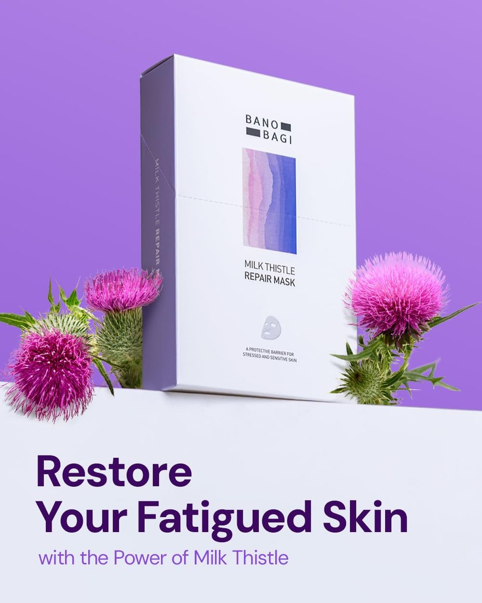 Banobagi Milk Thistle Repair Face Mask – Korean Sheet Mask with Centella, Hyaluronic Acid & Adenosine, Hydrating & Soothing for Sensitive Skin, Fragrance-Free, 10 Pack Avelisse