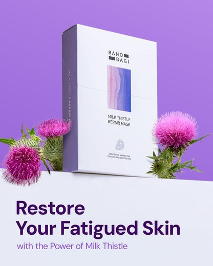 Banobagi Milk Thistle Repair Face Mask – Korean Sheet Mask with Centella, Hyaluronic Acid & Adenosine, Hydrating & Soothing for Sensitive Skin, Fragrance-Free, 10 Pack Avelisse