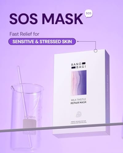 Banobagi Milk Thistle Repair Face Mask – Korean Sheet Mask with Centella, Hyaluronic Acid & Adenosine, Hydrating & Soothing for Sensitive Skin, Fragrance-Free, 10 Pack Avelisse