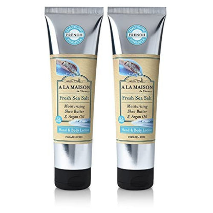 A LA MAISON De Provence Hand and Body Lotion – Natural Moisturizing Lotion with Argan Oil and Shea Butter for Dry Skin, Paraben & Phthalate Free, Fresh Sea Salt Scent, 8 Fl Oz (Pack of 2) Avelisse