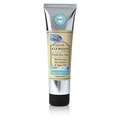 A LA MAISON De Provence Hand and Body Lotion – Natural Moisturizing Lotion with Argan Oil and Shea Butter for Dry Skin, Paraben & Phthalate Free, Fresh Sea Salt Scent, 8 Fl Oz (Pack of 2) Avelisse