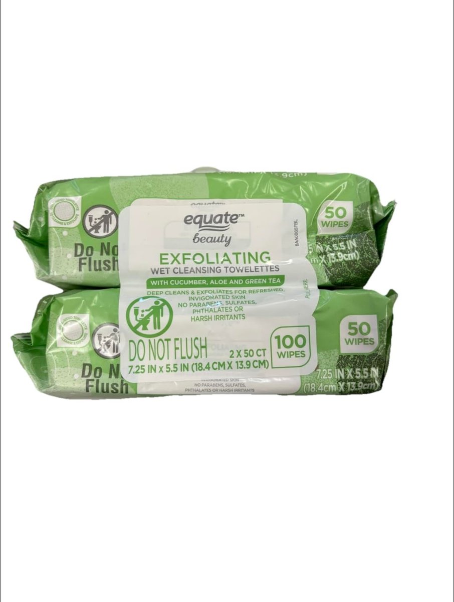 Equate Exfoliating Cloths & Towelettes - 50 Count (Pack of 2) - Cotton Face & Body Scrubs Avelisse
