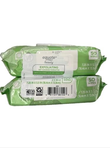 Equate Exfoliating Cloths & Towelettes - 50 Count (Pack of 2) - Cotton Face & Body Scrubs Avelisse