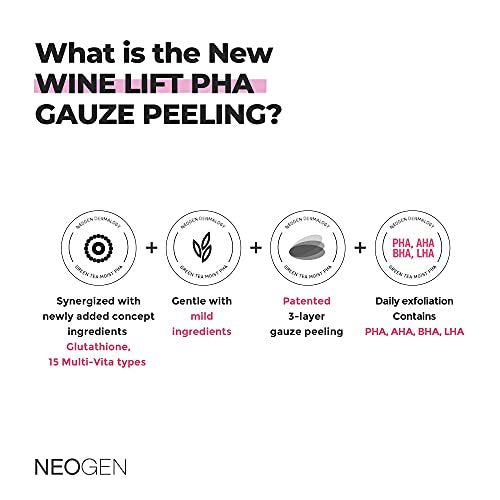 Dermalogy by Neogenlab Wine Lift PHA Gauze Peeling Pads - Exfoliating, Revitalizing & Firming Peeling Pad with AHA, BHA, PHA, LHA & Wine & Peptide & Collagen - Korean Skin Care (30 pads) - görsel 4