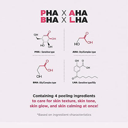 Dermalogy by Neogenlab Wine Lift PHA Gauze Peeling Pads - Exfoliating, Revitalizing & Firming Peeling Pad with AHA, BHA, PHA, LHA & Wine & Peptide & Collagen - Korean Skin Care (30 pads)
