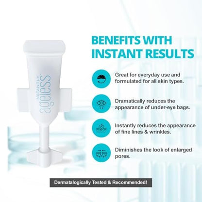 Instantly Ageless Instant Face Lift Cream – Anti-Aging Face Cream with Vitamin C, Wrinkle Tightener & Eye Cream for Puffiness (20 Vials) Avelisse