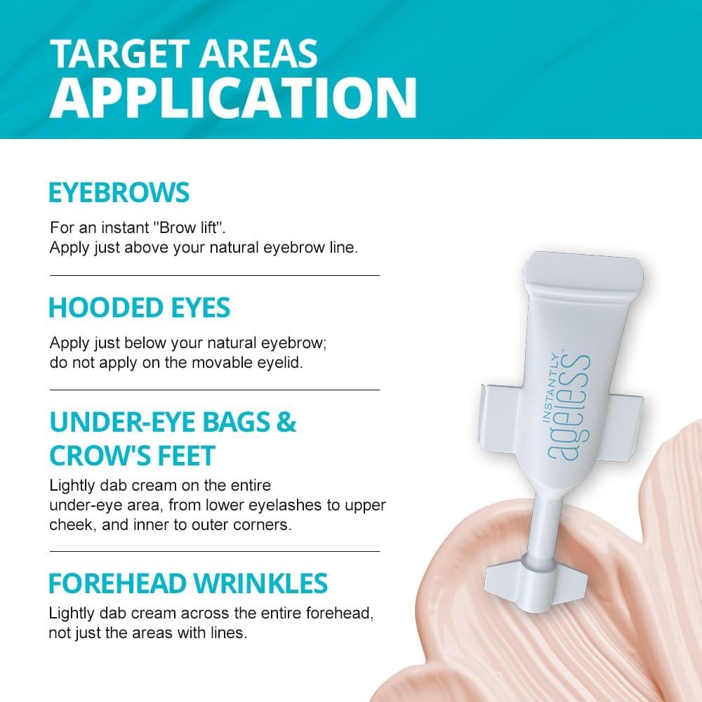 Instantly Ageless Instant Face Lift Cream – Anti-Aging Face Cream with Vitamin C, Wrinkle Tightener & Eye Cream for Puffiness (20 Vials) Avelisse