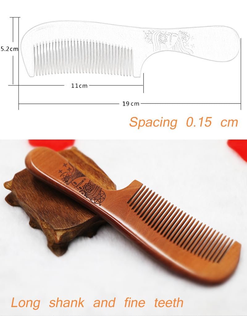 AKOAK Wooden Fine Tooth Comb – Anti-Static Hand Carved Pocket Size Travel Beard Comb for Women, Men, Children - görsel 14