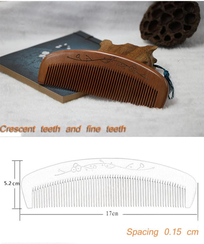 AKOAK Wooden Fine Tooth Comb – Anti-Static Hand Carved Pocket Size Travel Beard Comb for Women, Men, Children