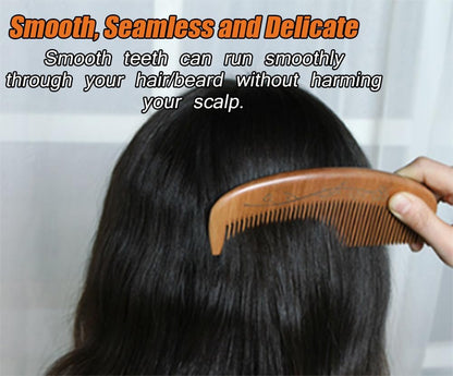 AKOAK Wooden Fine Tooth Comb – Anti-Static Hand Carved Pocket Size Travel Beard Comb for Women, Men, Children