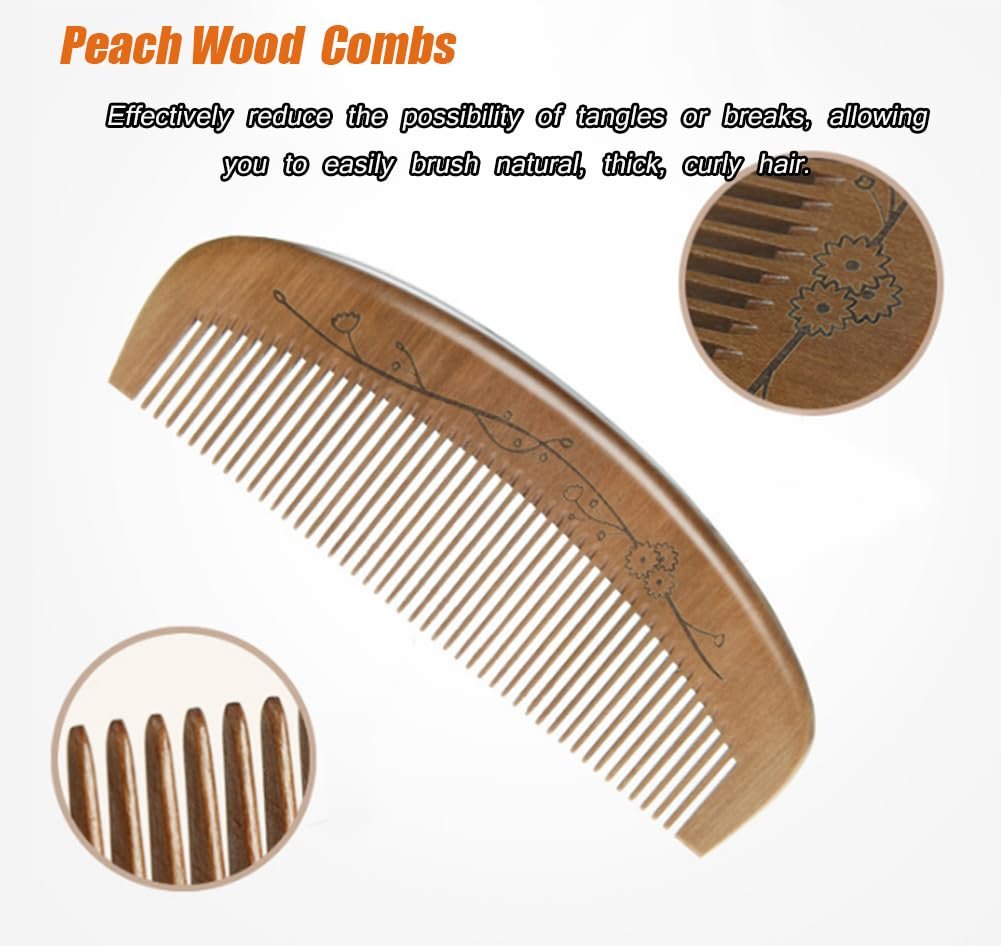 AKOAK Wooden Fine Tooth Comb – Anti-Static Hand Carved Pocket Size Travel Beard Comb for Women, Men, Children - görsel 4