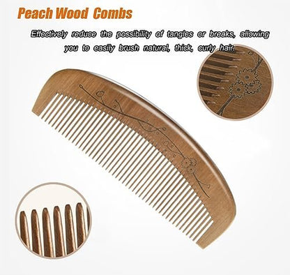AKOAK Wooden Fine Tooth Comb – Anti-Static Hand Carved Pocket Size Travel Beard Comb for Women, Men, Children