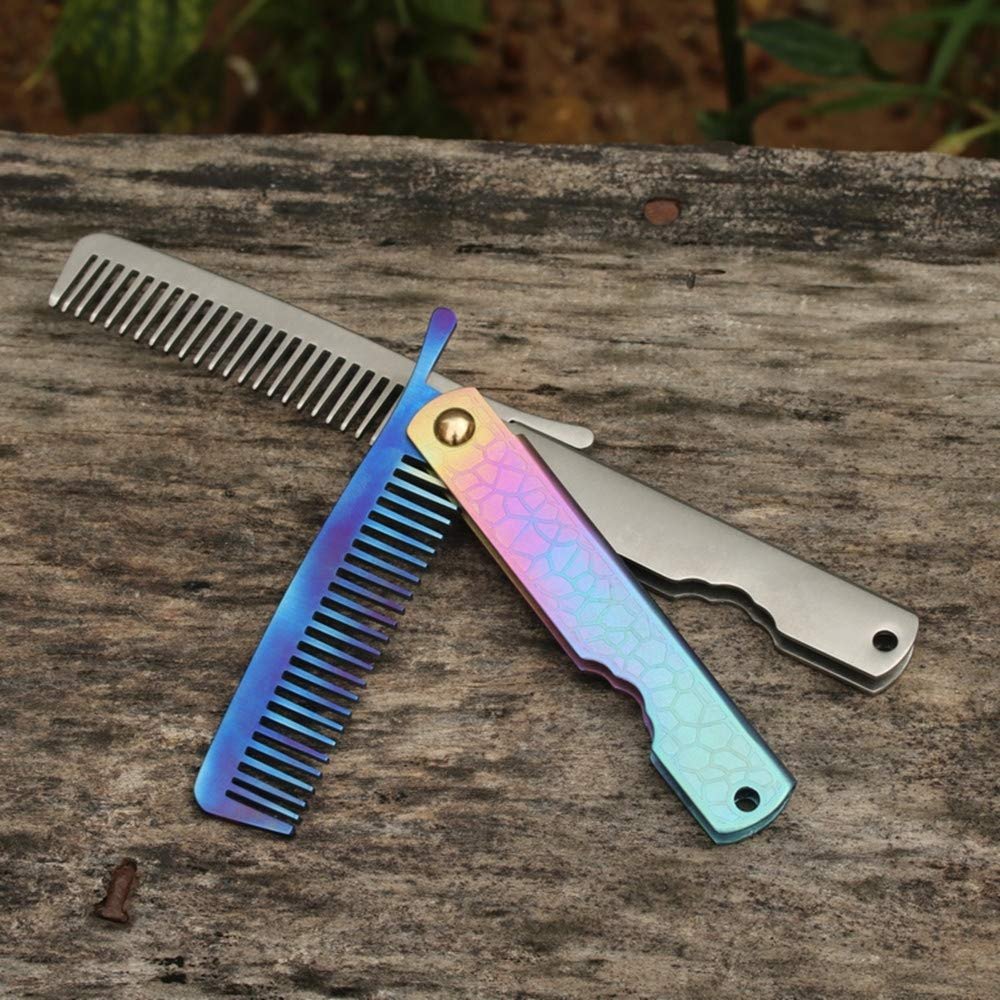Aibote Foldable EDC TA2 Titanium Hair Comb – Pocket & Travel Comb for Men and Women (Silver) - görsel 5