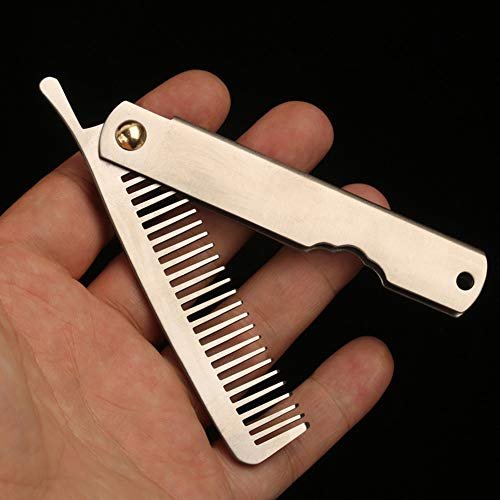Aibote Foldable EDC TA2 Titanium Hair Comb – Pocket & Travel Comb for Men and Women (Silver) - görsel 2
