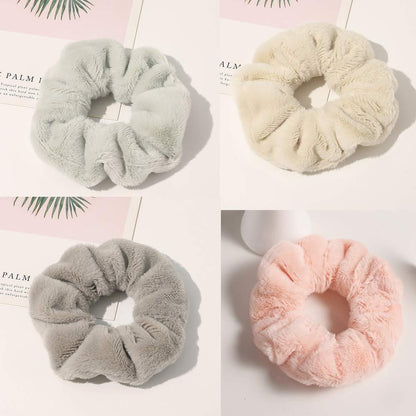 8 Pack Leopard Towel Scrunchies for Hair Drying - Tie Dye & Stripe Soft Microfiber Hair Ties, Thick Faux Fur Scrunchies, Frizz-Free Traceless Ponytail Holders