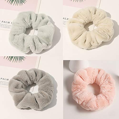 8 Pack Leopard Towel Scrunchies for Hair Drying - Tie Dye & Stripe Soft Microfiber Hair Ties, Thick Faux Fur Scrunchies, Frizz-Free Traceless Ponytail Holders - görsel 4