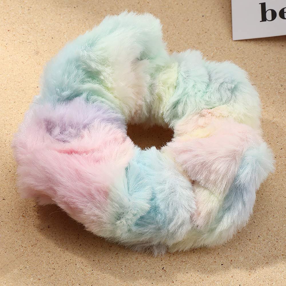 8 Pack Leopard Towel Scrunchies for Hair Drying - Tie Dye & Stripe Soft Microfiber Hair Ties, Thick Faux Fur Scrunchies, Frizz-Free Traceless Ponytail Holders - görsel 5