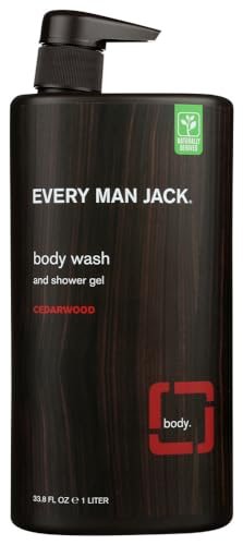 Every Man Jack Men's Body Wash - Cedarwood, 33 oz Twin Pack (2 Bottles) - Naturally Derived, Paraben-Free, Phthalate-Free, Dye-Free, Cruelty-Free Avelisse