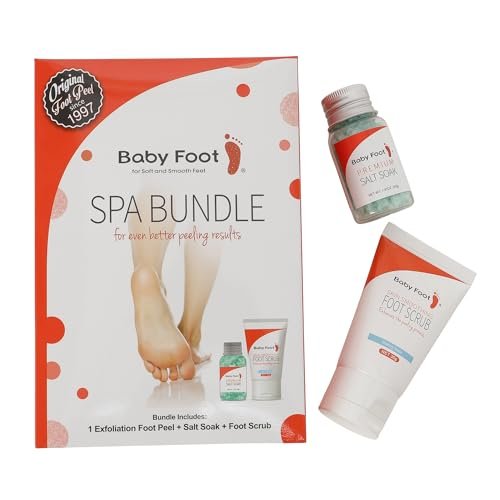 Baby Foot Spa Bundle - Original Exfoliant Foot Peel + Premium Salt Soak and Foot Scrub - Citrus Scent - Baby Soft Foot Exfoliation Set (5 Pack) Avelisse