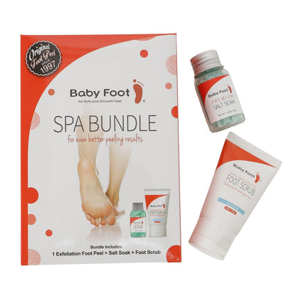 Baby Foot Spa Bundle - Original Exfoliant Foot Peel + Premium Salt Soak and Foot Scrub - Citrus Scent - Baby Soft Foot Exfoliation Set (5 Pack) Avelisse
