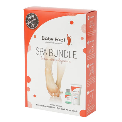 Baby Foot Spa Bundle - Original Exfoliant Foot Peel + Premium Salt Soak and Foot Scrub - Citrus Scent - Baby Soft Foot Exfoliation Set (5 Pack) Avelisse
