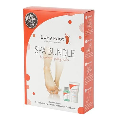 Baby Foot Spa Bundle - Original Exfoliant Foot Peel + Premium Salt Soak and Foot Scrub - Citrus Scent - Baby Soft Foot Exfoliation Set (5 Pack) Avelisse