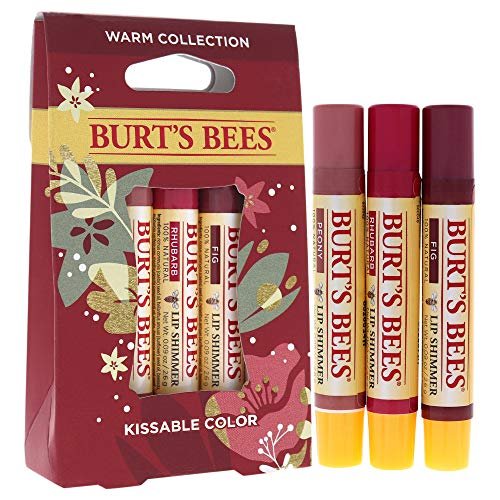 Burt's Bees Kissable Color Warm Collection Lip Shimmer - Peony, Rhubarb, Fig (3-Pack) Avelisse