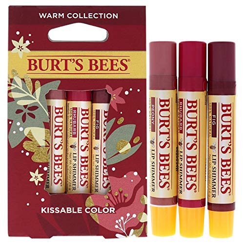 Burt's Bees Kissable Color Warm Collection Lip Shimmer - Peony, Rhubarb, Fig (3-Pack) Avelisse