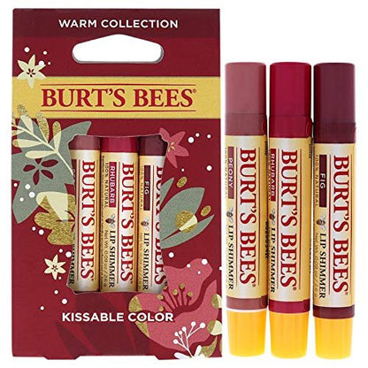 Burt's Bees Kissable Color Warm Collection Lip Shimmer - Peony, Rhubarb, Fig (3-Pack) Avelisse