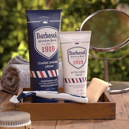 Barbasol 1919 Classic Shaving Cream – Non-Aerosol Shave Cream for Men, Infused with Aloe, Coconut Oil & Shea Butter, Exceptional Glide, Made in USA, 6 oz