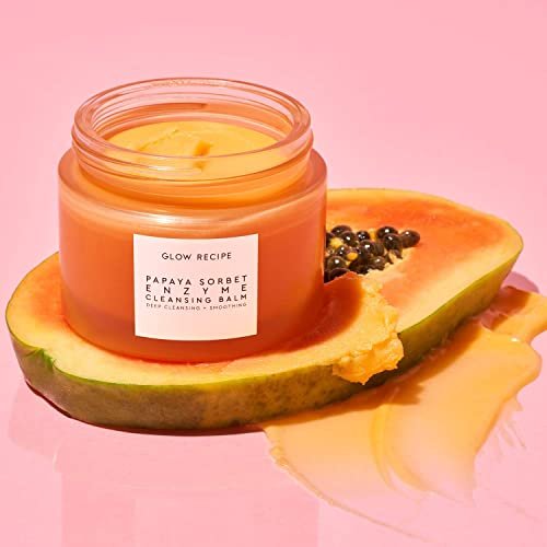 Glow Recipe Papaya Enzyme Cleansing Balm – Gentle Exfoliating Makeup Remover & Hydrating First Cleanser for Korean Double Cleanse (3.38 oz) Avelisse