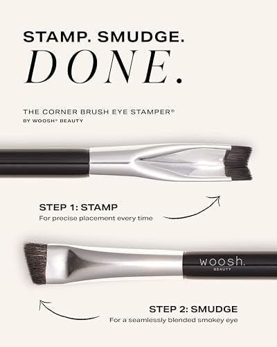Woosh Beauty The Corner Brush Eye Stamper - Dual-Ended Smokey Eye & Eyeliner Brush with Soft Vegan Bristles (Black, 1 Count) Avelisse