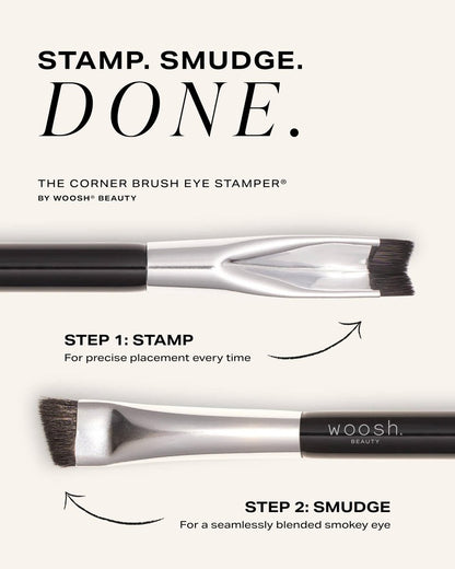 Woosh Beauty The Corner Brush Eye Stamper - Dual-Ended Smokey Eye & Eyeliner Brush with Soft Vegan Bristles (Black, 1 Count) Avelisse