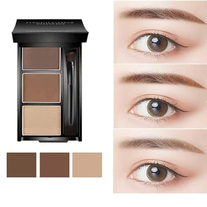 UOCK Eyebrow Powder Three-Color Palette - Professional Contour & Filler for Natural Brows