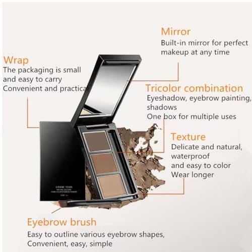 UOCK Eyebrow Powder Three-Color Palette - Professional Contour & Filler for Natural Brows - görsel 8