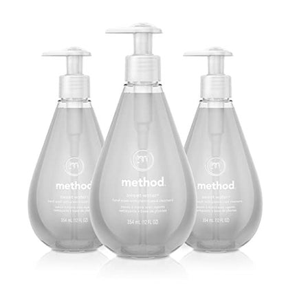 Method Gel Hand Soap, Sweet Water, 12 fl oz (Pack of 3) - Biodegradable & Gentle Hand Wash