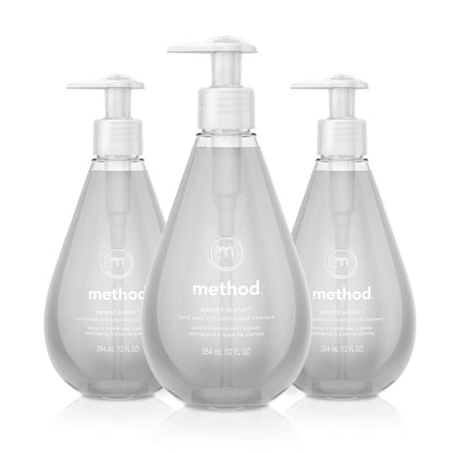 Method Gel Hand Soap, Sweet Water, 12 fl oz (Pack of 3) - Biodegradable & Gentle Hand Wash