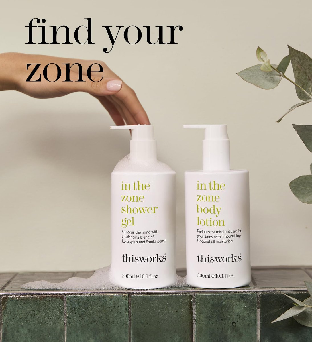 THISWORKS In The Zone Body Lotion 300ml – Hydrating Aromatherapy Body & Hand Lotion with Eucalyptus & Essential Oils, Lightweight Moisturizer for Dry Skin Avelisse